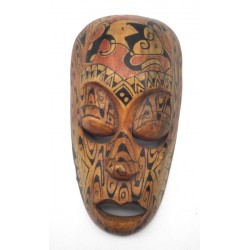 masque en bois art africain lombok avec motifs géométriques peints