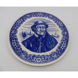Assiette décorative murale en céramique bleue