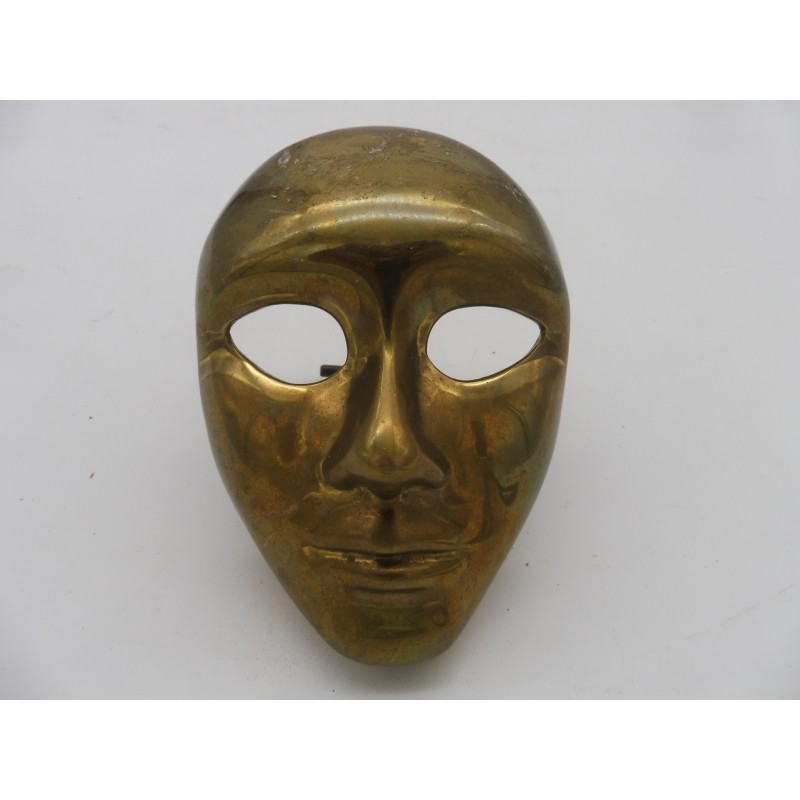 masque visage vénitien en bronze poli