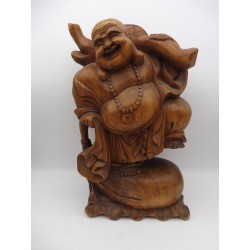 Statue en bois de gros bouddha chinois du bonheur