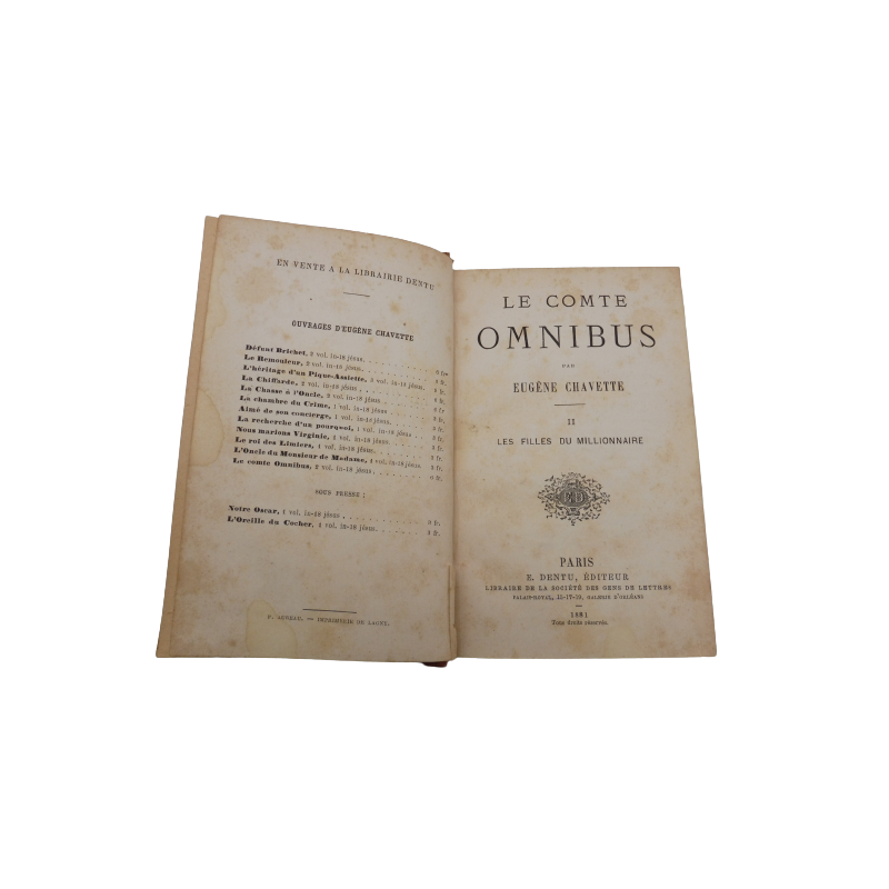 page de titre du livre Le Comte Omnibus, Vol. 2 : Les Filles du Millionnaire