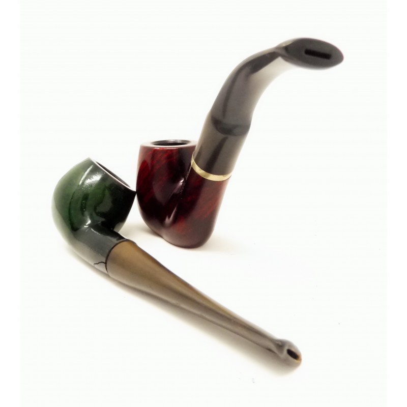 Duo de pipes en bruyère, modèles Shapiro et Piazzola.