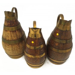 3 Brocs de cidre normands en bois cerclés de laiton